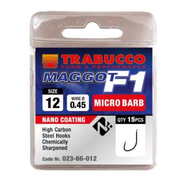 Trabucco F1 Maggot 14 Flaps, Bearded Hook 15pcs