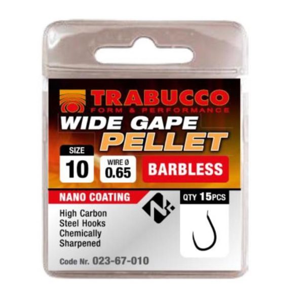 Trabucco Wide Gape Pellet 16 Flap, Beardless Hook 15pcs