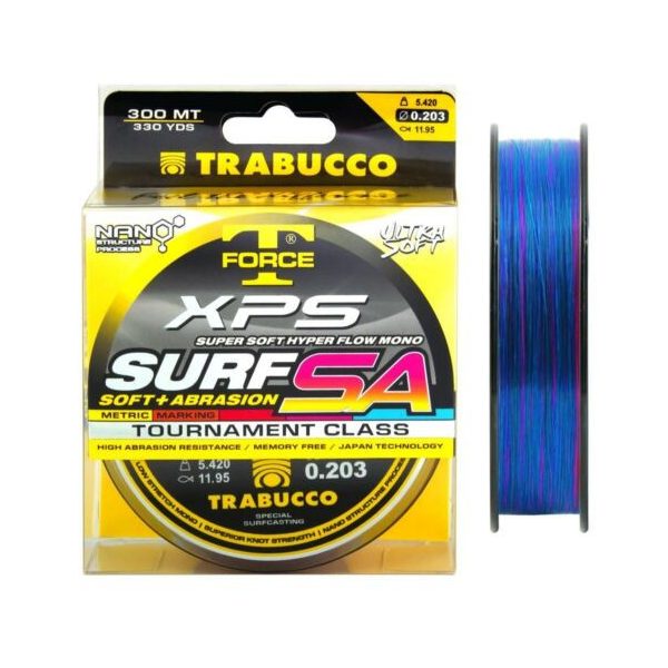 Trabucco T-Force XPS Surf Soft+Abrasion Mark System 300m 0.22mm Monofil Main Line