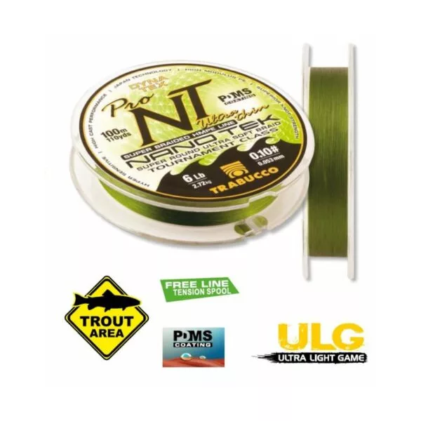 Trabucco Dyna-Tex Pro Nano Tek Ultra Thin 100m 0.064mm Braided Main Line