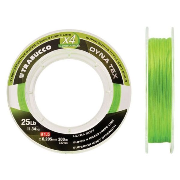 Trabucco Dyna-Tex X4 Power 150m 0.205mm Lime Yellow Braided Mainline