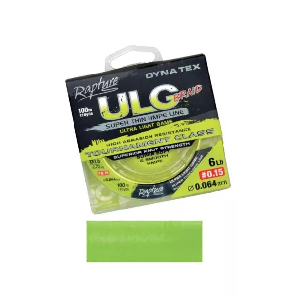 Rapture Dyna-Tex ULG lime 100m 0.043mm Braided Main Line