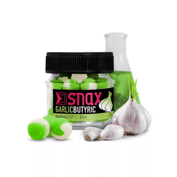 Baiting, feeding - Hookbait - Delphin D SNAX POP bait 8mm Garlic-Butyric Acid Pop Up Feeder Bait
