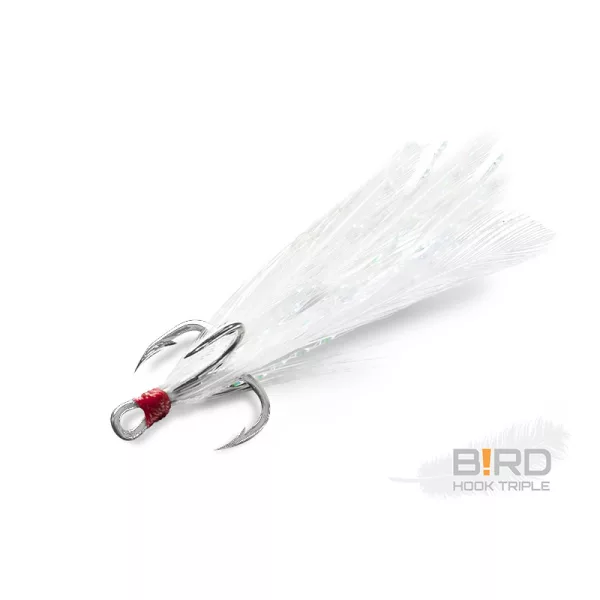 Delphin B!RD Hook TRIPLE / 3pcs white feathers #6