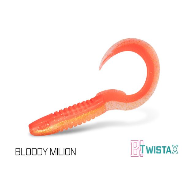 Delphin TwistaX Eeltail UVs - Bloody Milion 15cm Plastic Bait 5pcs