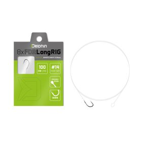   Delphin FDR LongRIG 100cm 0.12mm Size 14 Spade-End, Barbed Pre-tied Hook 8 pcs