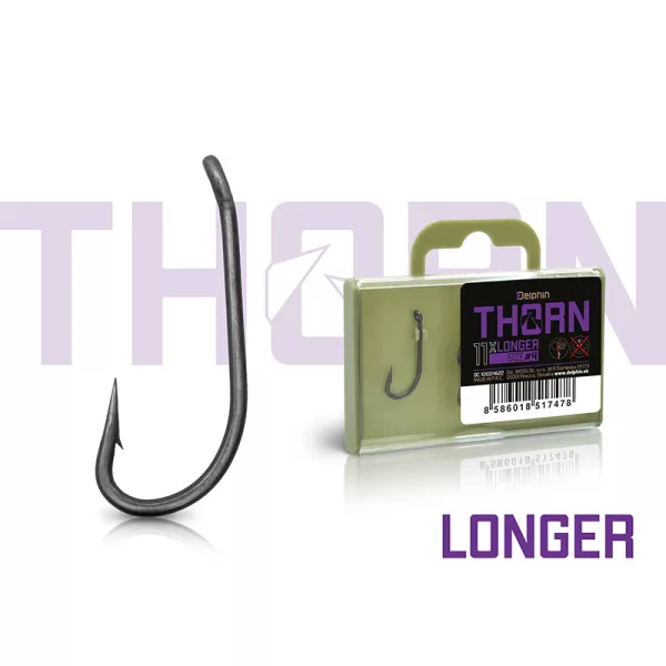 Delphin Thorn Longer 11x4 Eyed, Barbed Carp Hook 11pcs