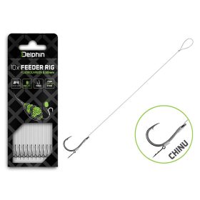   Delphin Fluoro Sting Feeder Rig 8cm Fluorocarbon Pre-tied 6 Chinu Hook 10pcs