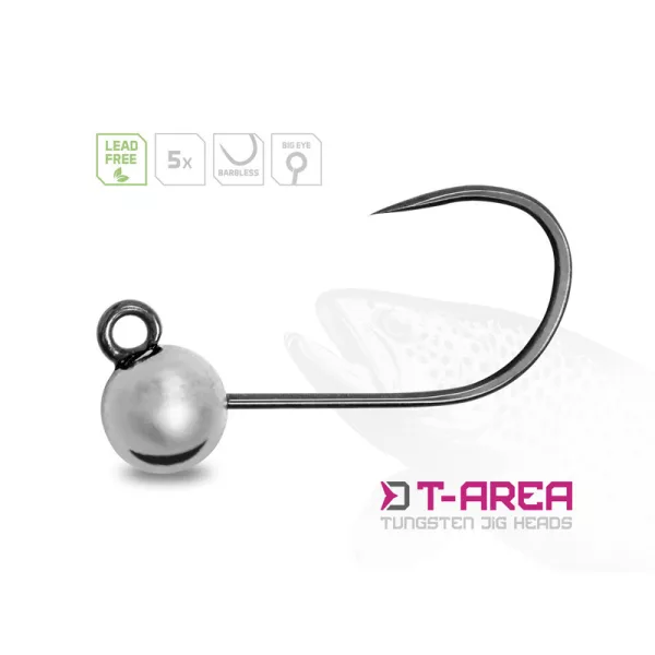 Delphin T-Area BL Tungsten Jig 4.6mm 0.9gr 6 Silver Micro Jig Head 5pcs
