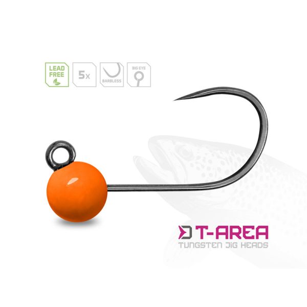 Delphin T-Area BL Tungsten Jig 6,4mm 2,2gr 4 Fluo Orange Micro Jig Head 5pcs