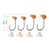 Delphin T-Area BL Tungsten Jig 6,4mm 2,2gr 4 Fluo Orange Micro Jig Head 5pcs