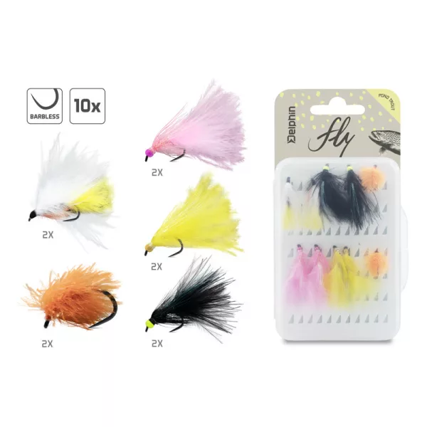 Delphin Fly Pond Trout Artificial Fly Set 10pcs