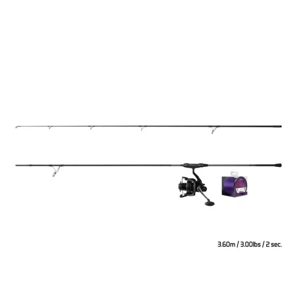 Delphin Carp Fishing Set CorsaBlack Nero 3.60m with 2-piece Rod, Corzar 8T Reel and Impulz 0.30mm Line