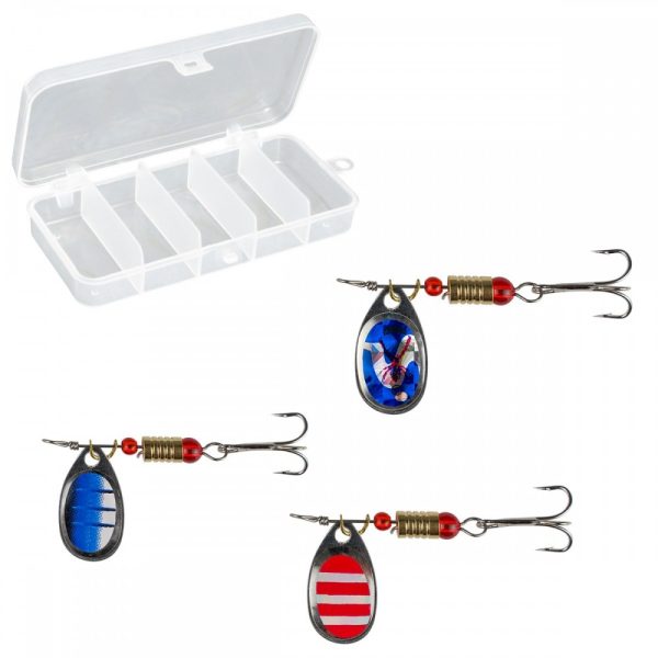 Mini spinning set with plastic box (Plastic box + 3 flashers)