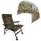 Carp Expert Comfort Camo Fishing Chair & Half-Shelter - with 250cm Umbrella