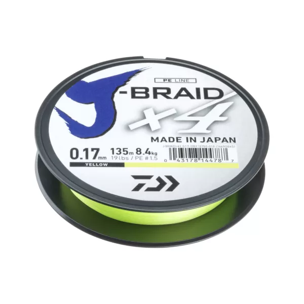 Daiwa J-Braid X4 Yellow 0,07mm 135m Braided Main Line