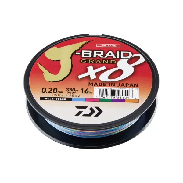 Daiwa J-Braid Grand X8 Multi-Color 0.18mm 150m Braided Main Line