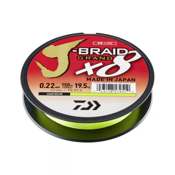 Daiwa J-Braid Grand X8 Chartreuse 0,24mm 135m Braided Mainline