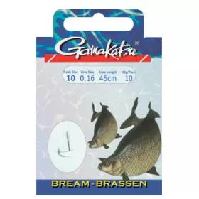   Gamakatsu Bream pre-tied Silver 10 10pcs/pack Spaded Barbed Boilie hook