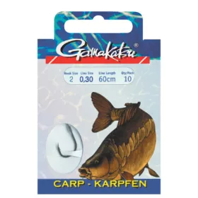   Gamakatsu Carp pre-tied Black 10 10pcs/pack Spaded Barbed Boilie hook