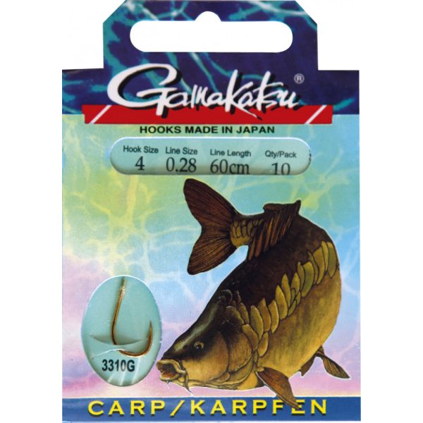 Gamakatsu Carp Prebaited Gold 2 10pcs/pack Flat Bearded Bojlis Hook