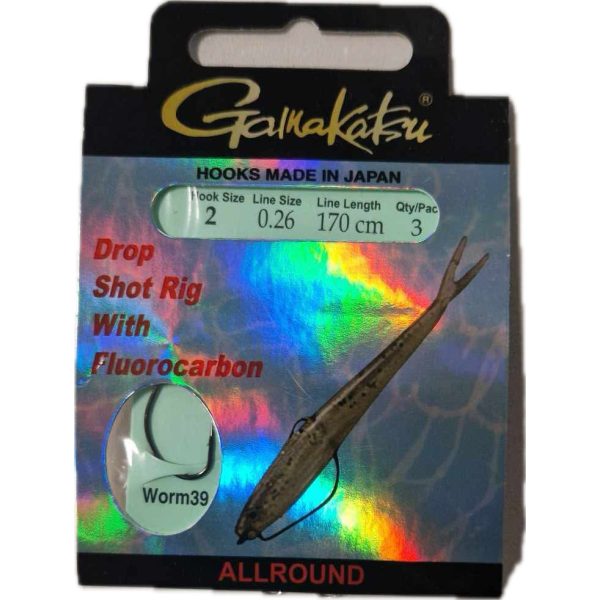 Gamakatsu Preda Booklet Dropshot Worm 39 #2 Pre-tied Eared, Bearded Predator Fish Hook