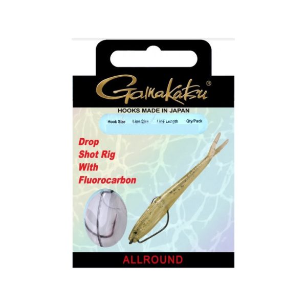 Gamakatsu Preda Booklet Dropshot Worm EWG #2 Pre-tied Eared, Bearded, Predatory Fish Hidden Hook