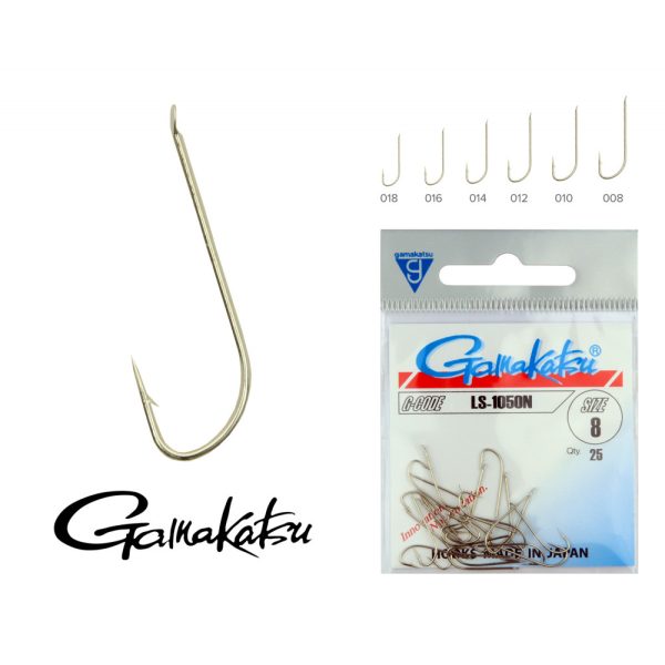 Gamakatsu LS-1050N/008 Silver 8 25pcs/pack Flat Bearded Feeder Hook