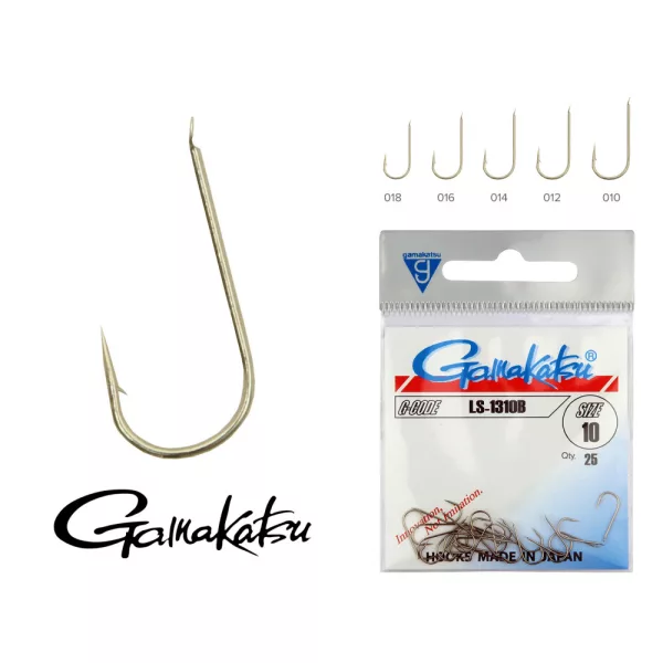 Gamakatsu LS-1310B/010 Bronze 10 25pcs/pack Spaded Barbed Feeder hook