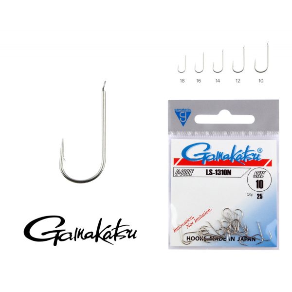Gamakatsu LS-1310N/010 Silver 10 25pcs/pack Flat Bearded Feeder Hook