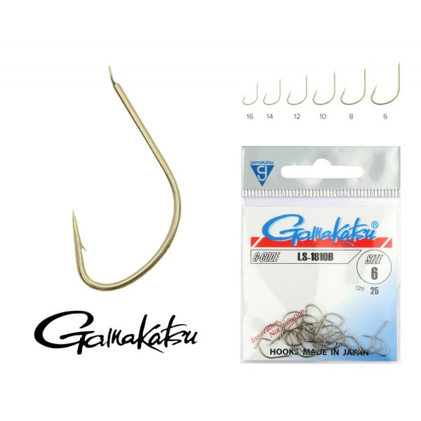 Gamakatsu LS-1810B/006 Bronze 6 25pcs/pack Flat Bearded Feeder Hook