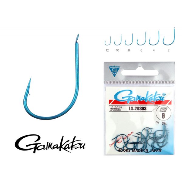Gamakatsu LS-2030S/004 Blue 4 25pcs/pack Flat Bearded Carp Hook