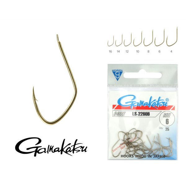 Gamakatsu F-22/016 Black 16 25pcs/pack Ear Bearded Fine tackle hook