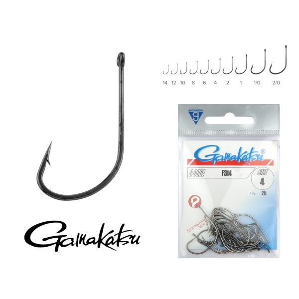 Gamakatsu F-314/001 Black 1 25pcs/pack Ear Bearded Predator Fish Hook