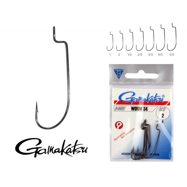 Gamakatsu F-314/014 Black 14 25pcs/pack Ear Bearded Predator Fish Hook