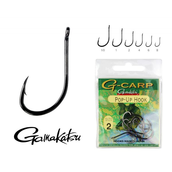 Gamakatsu G-Carp pop up Black 1/0 10pcs/pack Ear Bearded Bojlis hook
