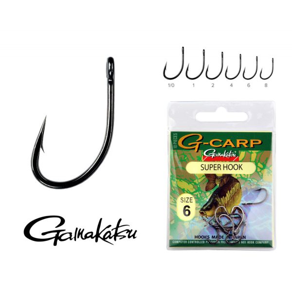 Gamakatsu G-Carp super Black 1/0 10pcs/pack Bearded Feeder hook with ears