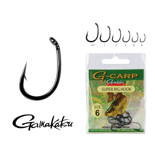 Gamakatsu G-Carp super rig Black 2 10pcs/pack Ear Bearded Bojlis hook