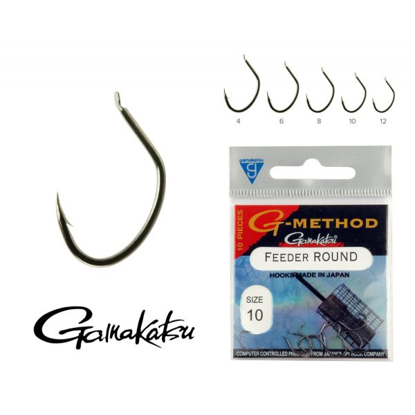 Gamakatsu G-Carp super snag Black 6 10pcs/pack Bearded Feeder hook with ears