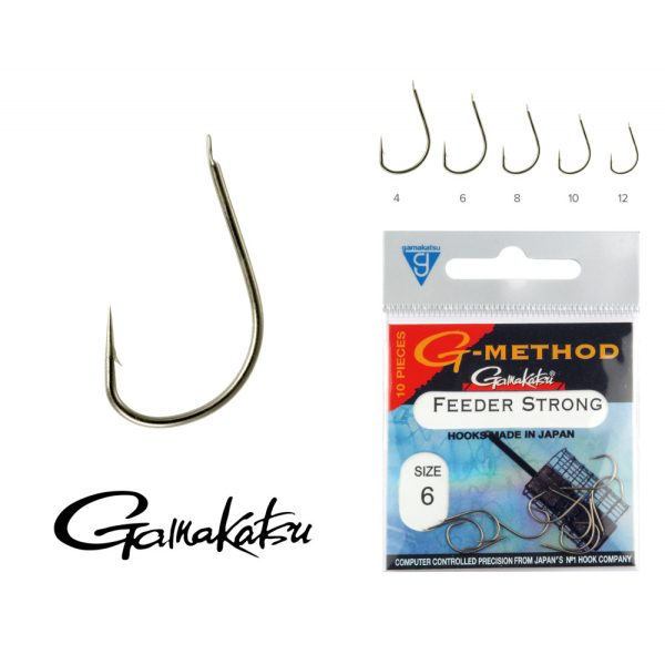 Gamakatsu Feeder Strong B Black 8 10/pack Flat Bearded Feeder hook