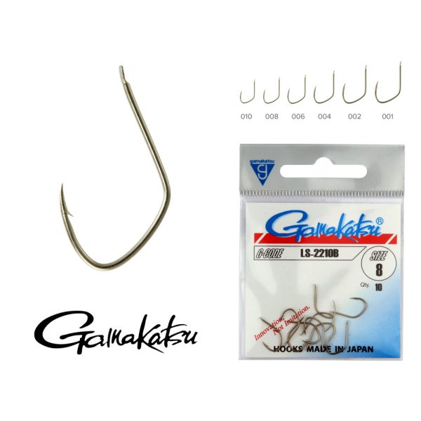 Gamakatsu LS-2210B/001 Bronze 1 10pcs/pack Flat Bearded Feeder Hook