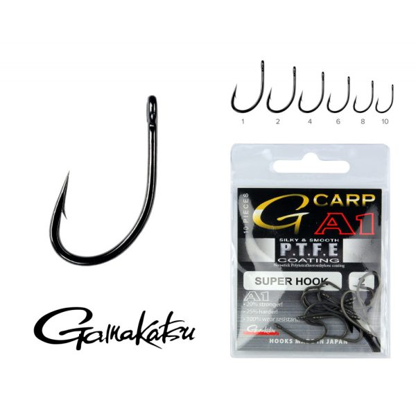 Gamakatsu A1 Teflon Specialist Black 8 10pcs/pack Ear Bearded Bojlis hook