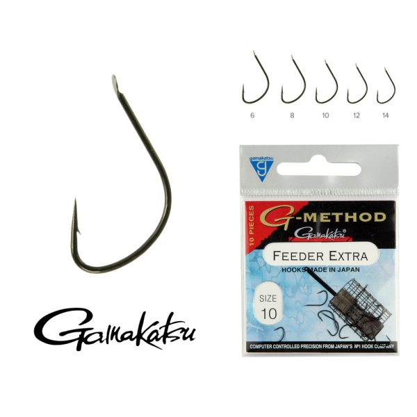 Gamakatsu Feeder Extra Black 10 10pcs/pack Flat Bearded Feeder Hook