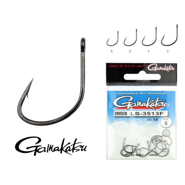Gamakatsu LS-3313F/010 RE N/L Black 10 14pcs/pack Bearded Feeder hook with ears
