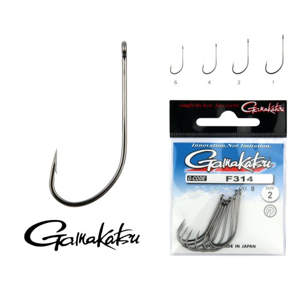 Gamakatsu F-314/004 N/L Black 4 9pcs/pack Ear Bearded Predator Fish Hook