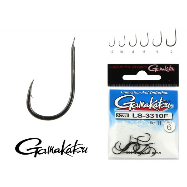 Gamakatsu LS-3310F/002 NL Black 2 11pcs/pack Flat Bearded Feeder hook