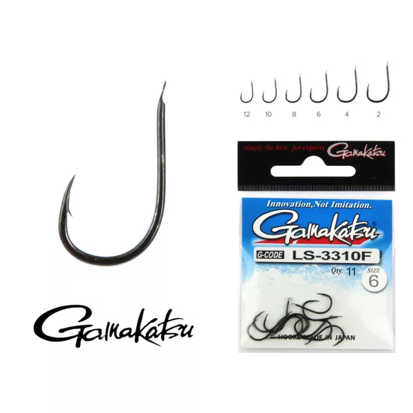 Gamakatsu LS-3310F/008 N/L Black 8 11pcs/pack Spade end Barbed Feeder hook