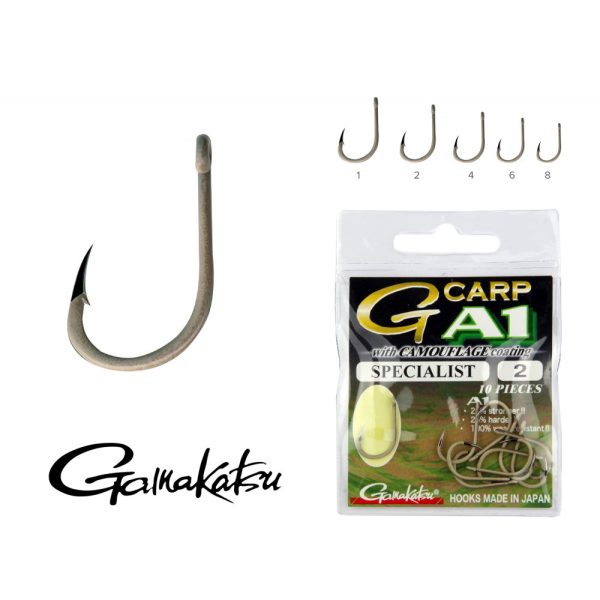 Gamakatsu A1 Carp Green Super Green 8 10pcs/pack Ear Bearded Bojlis hook