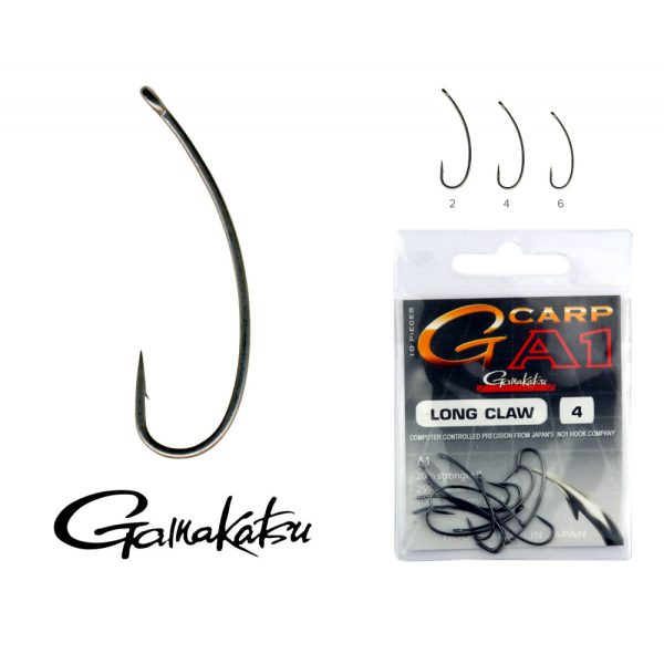 Gamakatsu G-carp A1 Long Claw Black 2 10pcs/pack Ear Beard Feeder hook