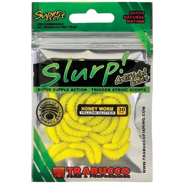 Trabucco Slurp Bait Honey Worm Yellow Glitter Yellow Honey Worm 30pcs